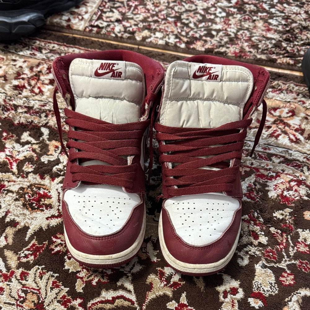 Nike Burgundy and White High-Top Sneakers